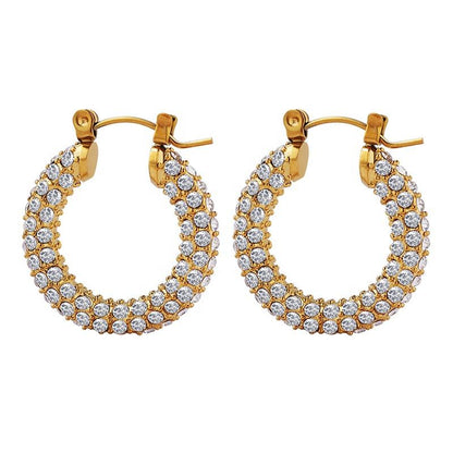 Cubic Zirconia 18K Gold Plated Hoop Earrings