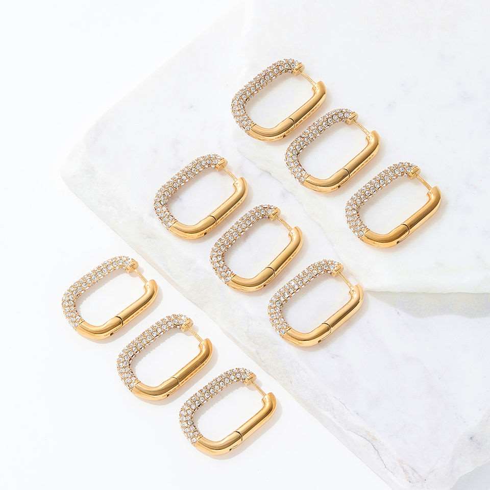 Chunky Cubic Zirconia Hoop Earrings