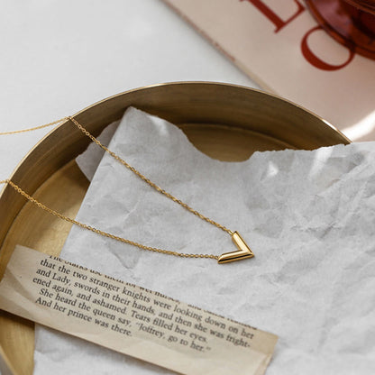 V Shaped 18K Gold Plated Pendant Necklace