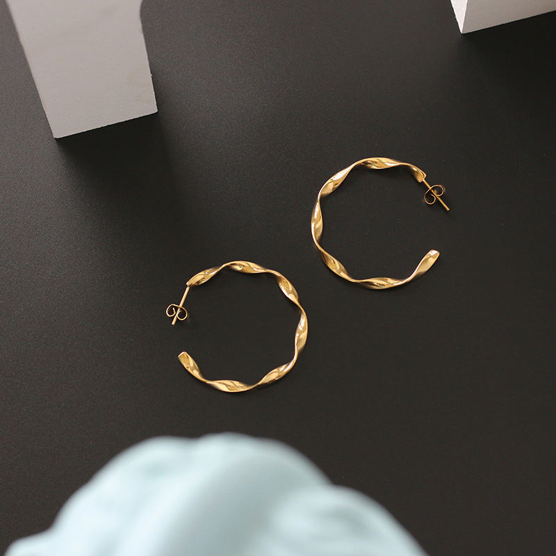 C Shape Trendy Twisted  Hoop Earrings
