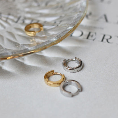 Women Basic 18K Gold Plated Huggies Earrings