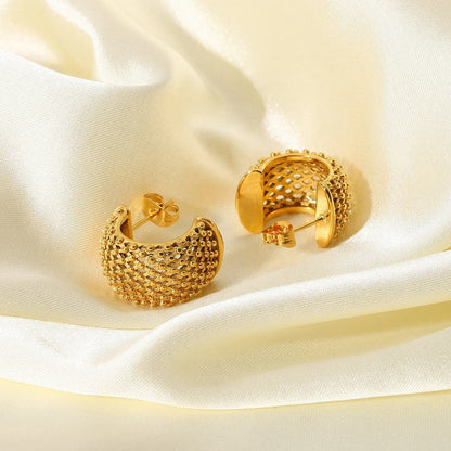 C Shaped 18K Gold Plated Stud Earrings