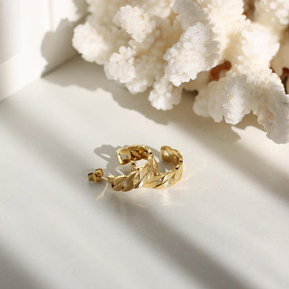 C Shaped 18K Gold Plated Hoop Earrings