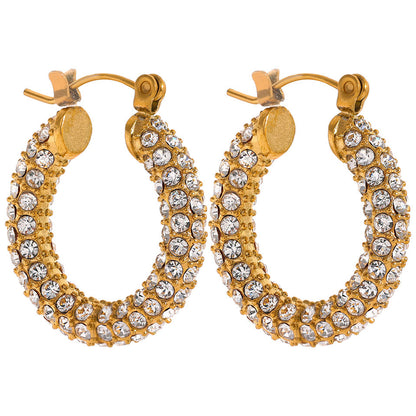 Cubic Zirconia 18K Gold Plated Hoop Earrings