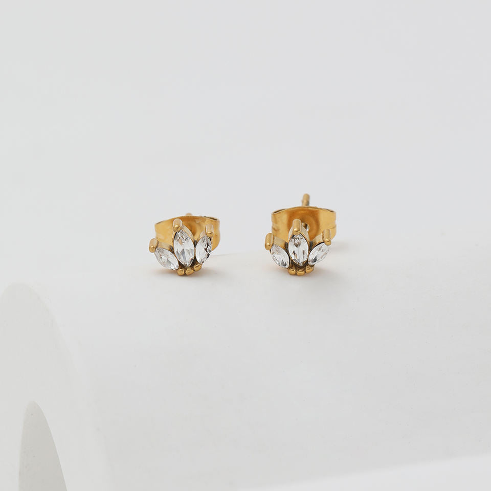 Mini Dainty CZ 18K Gold Plated Stud Earrings