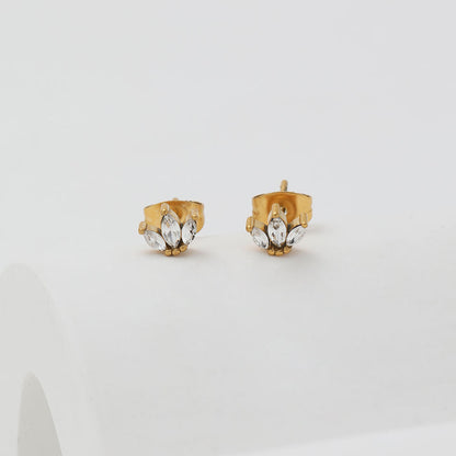 Mini Dainty CZ 18K Gold Plated Stud Earrings