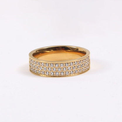 Three Layer Micro Pave Band Ring