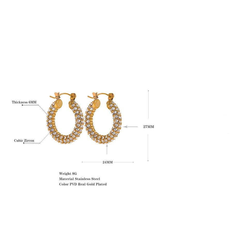 Cubic Zirconia 18K Gold Plated Hoop Earrings