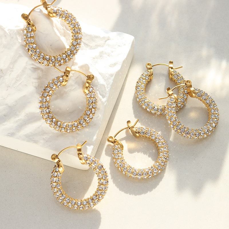 Cubic Zirconia 18K Gold Plated Hoop Earrings