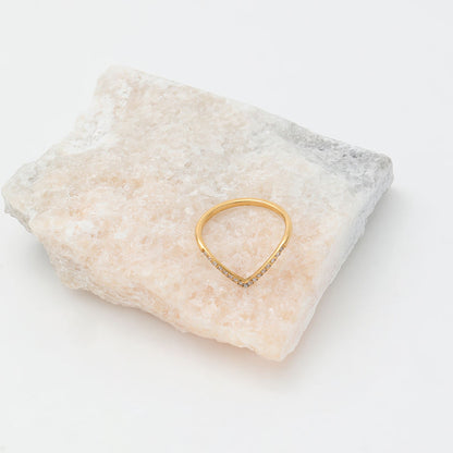 Skinny V Shaped 18K Gold Plated Ring