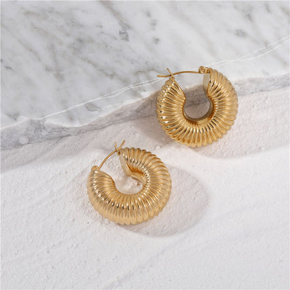 Spiral Hoop 18K Gold Plated Chunky Earrings