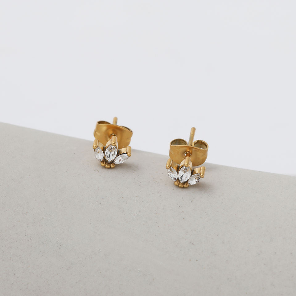 Mini Dainty CZ 18K Gold Plated Stud Earrings