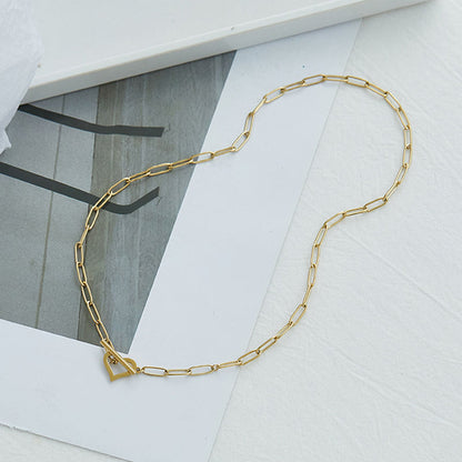 Paperclip Dainty Heart Link Chain Necklace