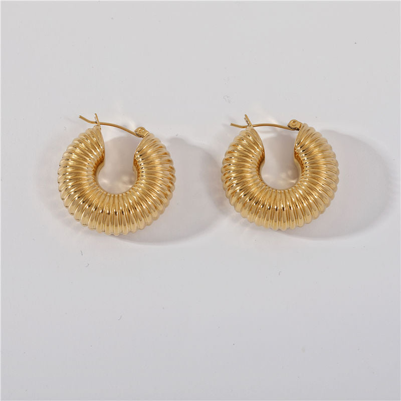Spiral Hoop 18K Gold Plated Chunky Earrings