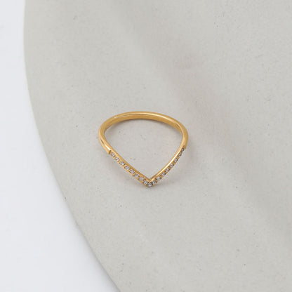 Skinny V Shaped 18K Gold Plated Ring