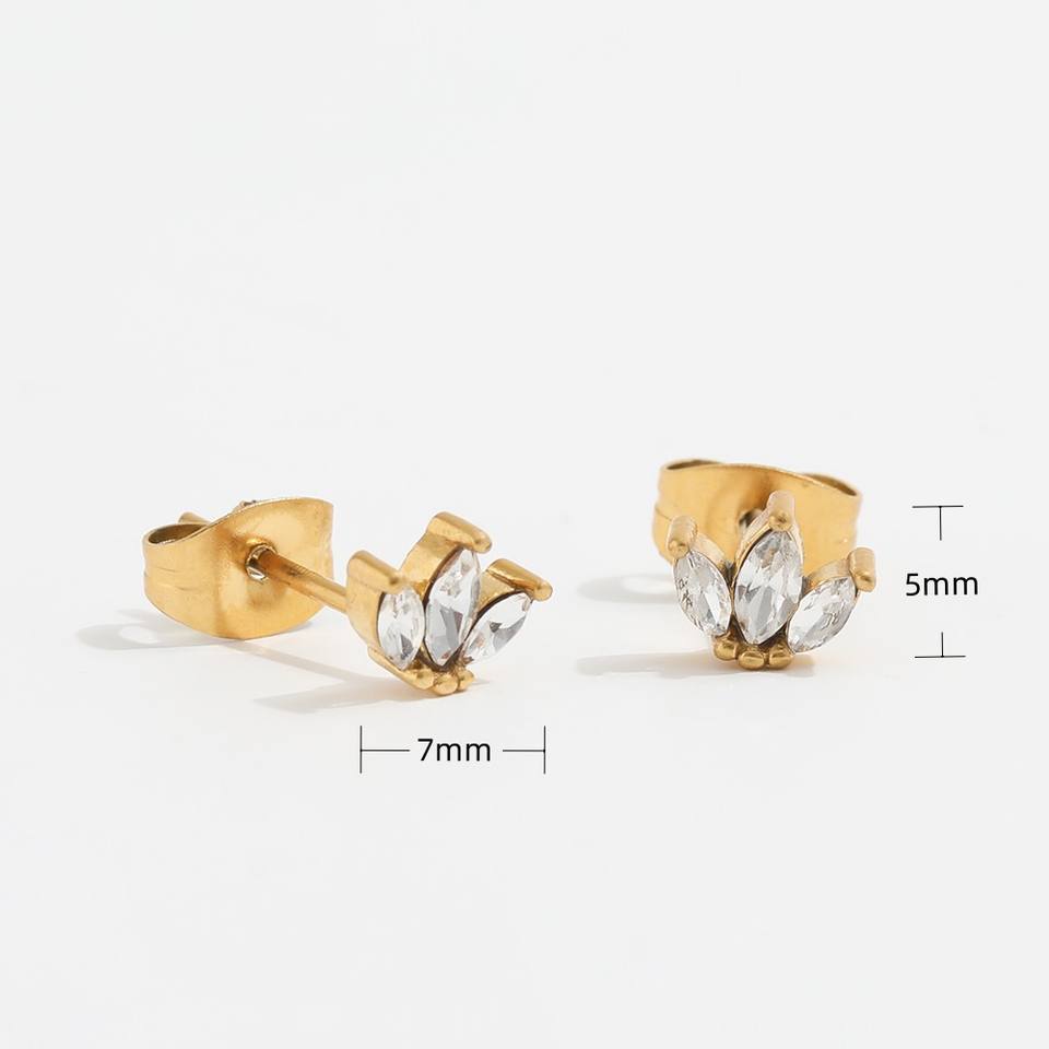 Mini Dainty CZ 18K Gold Plated Stud Earrings