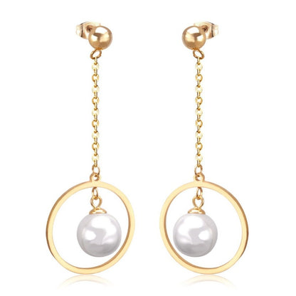 Hollow Circle Pearl 18K Gold Plated Earrings