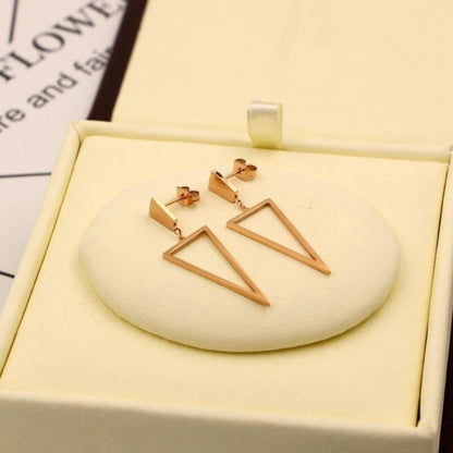 Hollow Triangle Rose Gold Stainless Steel Dangle Earrings