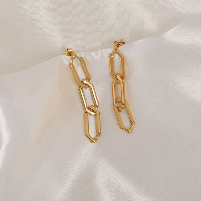 Link Chain Style 18K Gold Plated Earrings