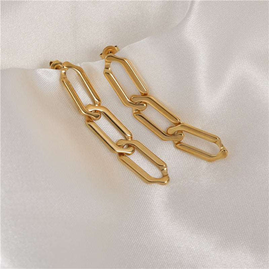 Link Chain Style 18K Gold Plated Earrings