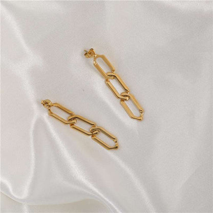 Link Chain Style 18K Gold Plated Earrings