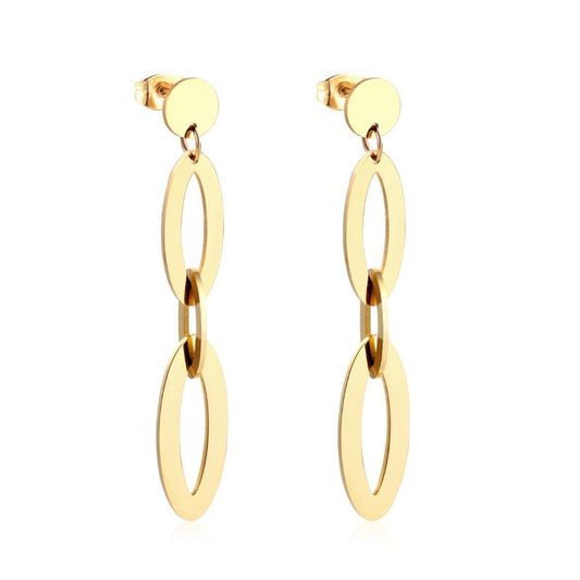 Linked Gold Plated Dangle Earrings