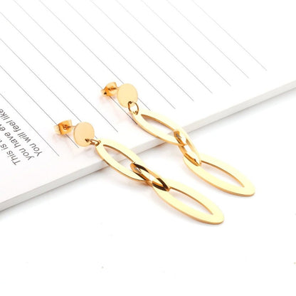 Linked Gold Plated Dangle Earrings