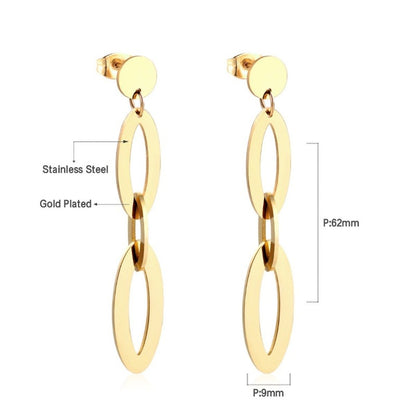 Linked Gold Plated Dangle Earrings