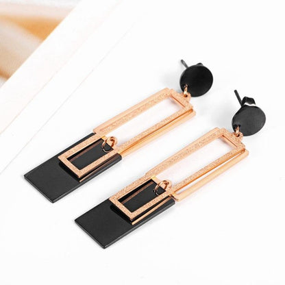 Geometric Shimmery Dangle Rose Gold Earrings