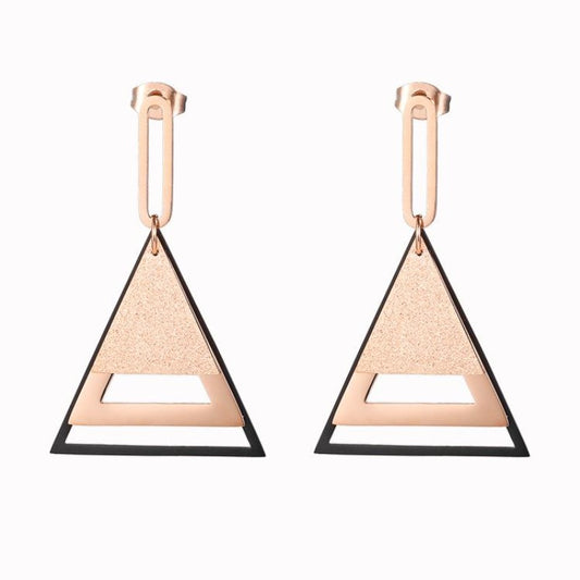 Multi Layered Dangle Rose Gold Earrings