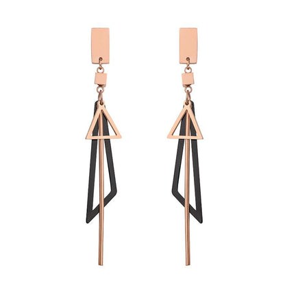 Multi Shaped Dangle Rose Gold Earrings